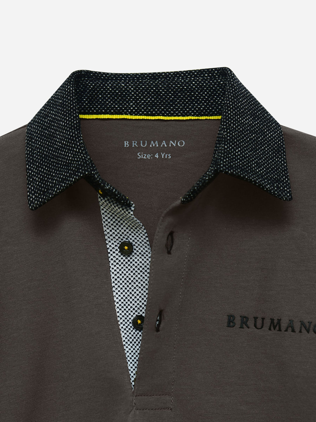 Brown Casual Full Sleeve Polo Shirt With Contrasting Collar