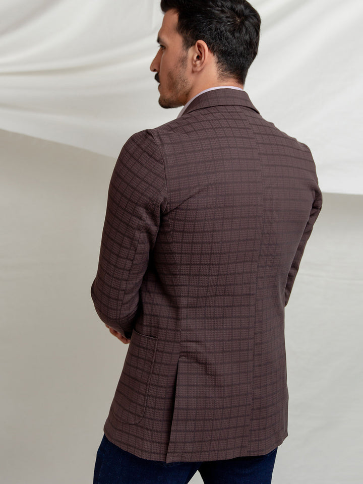 Brown Checkered Blazer Brumano Pakistan