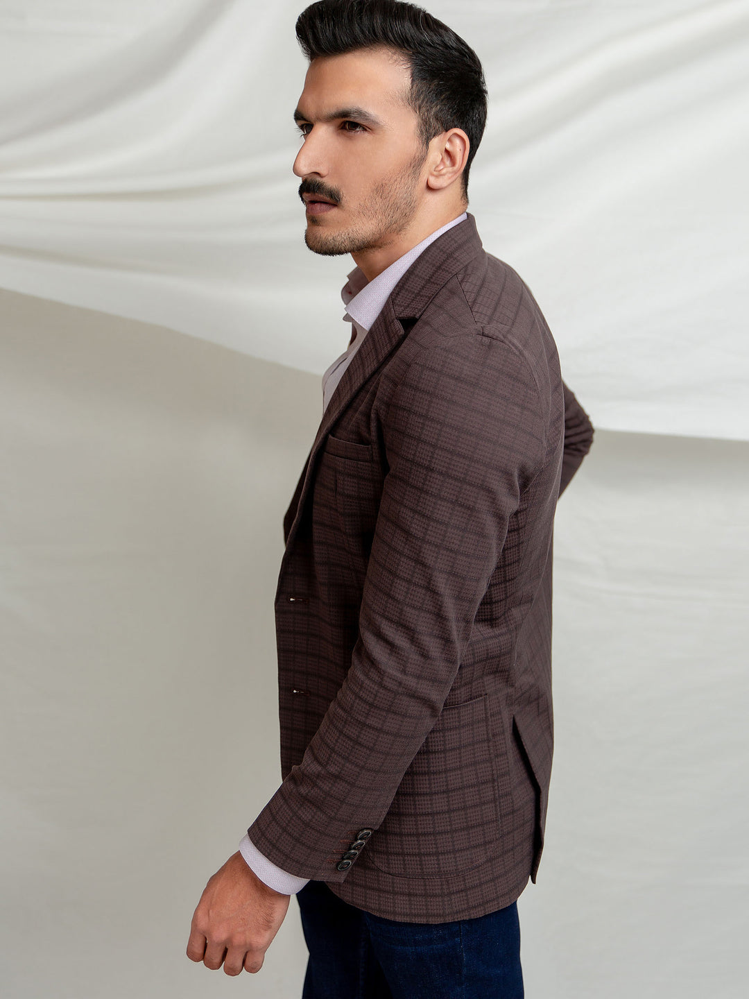 Brown Checkered Blazer Brumano Pakistan