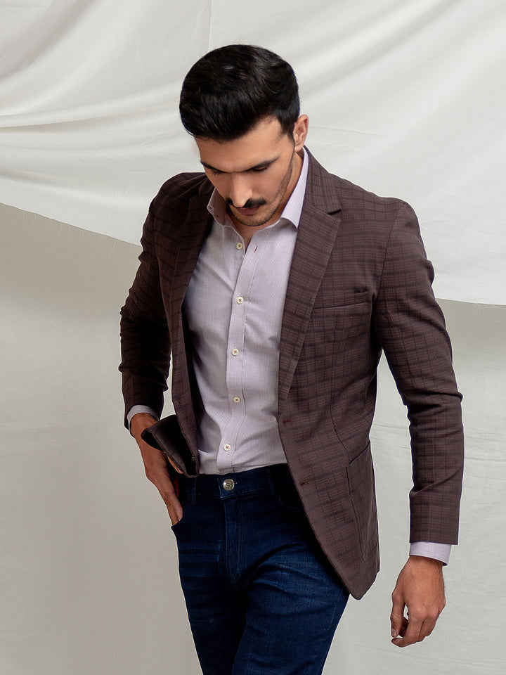 Brown Checkered Blazer Brumano Pakistan