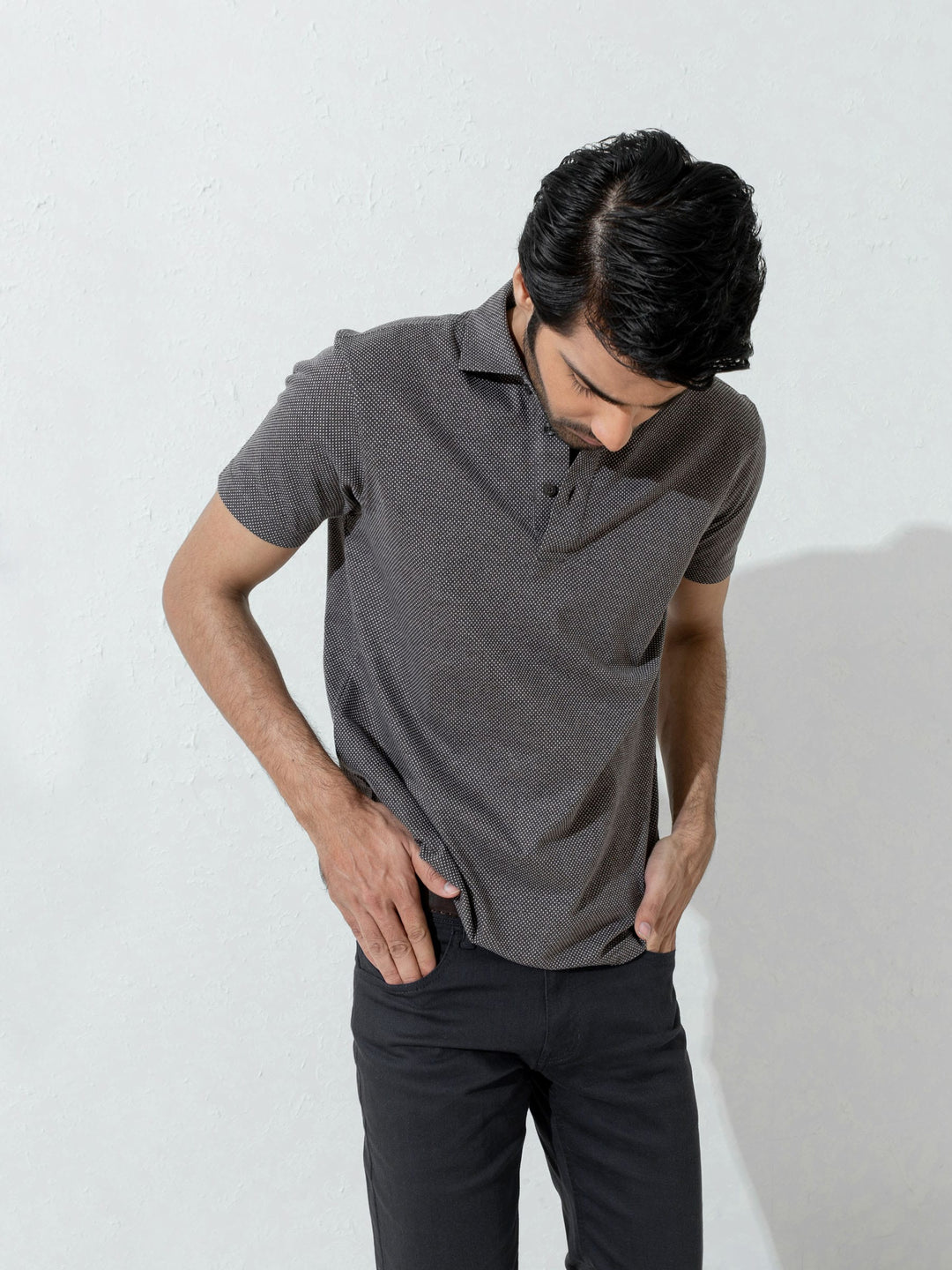 Brown Dobby Mercerized Polo Shirt Brumano Pakistan