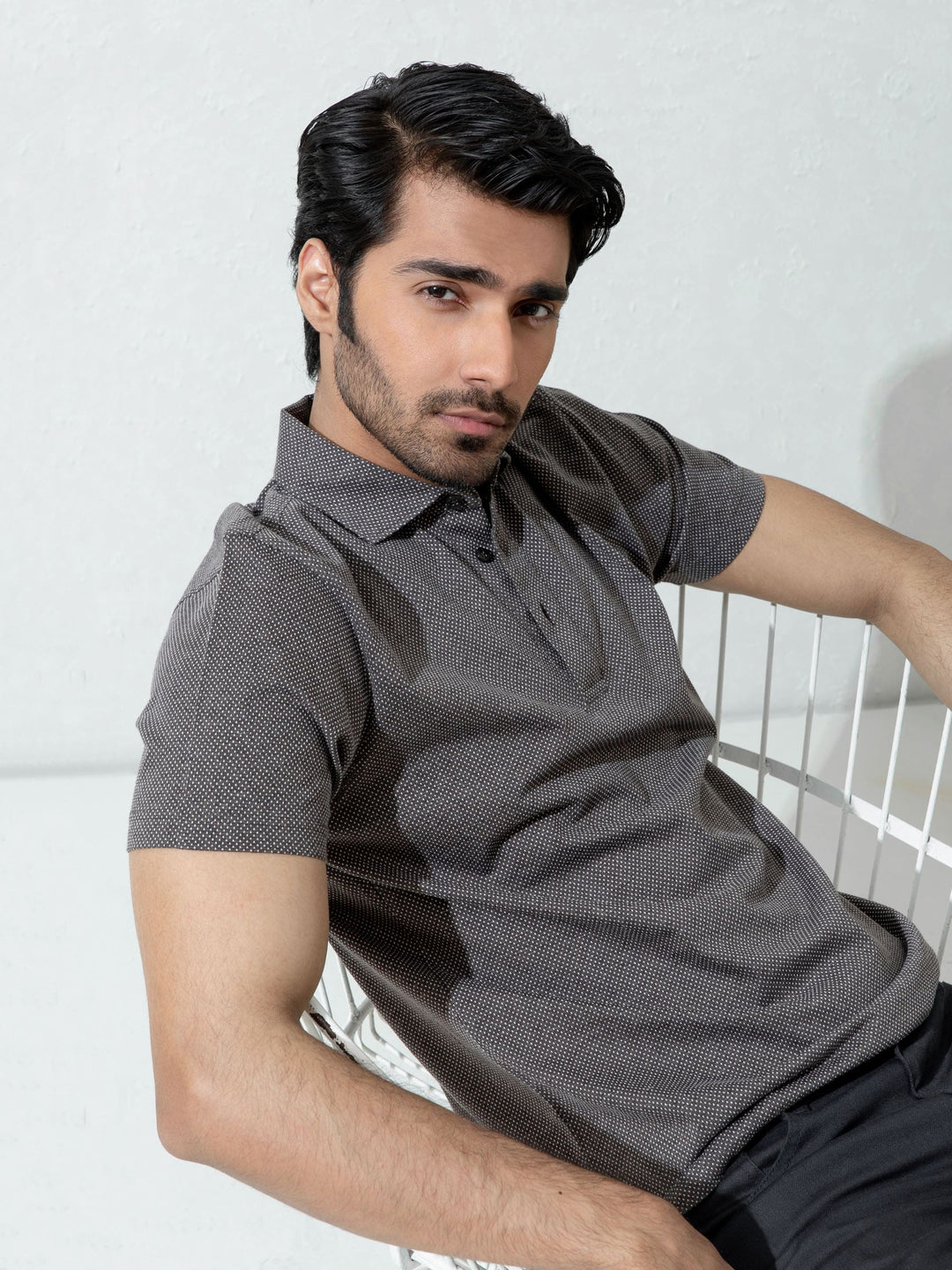 Brown Dobby Mercerized Polo Shirt Brumano Pakistan
