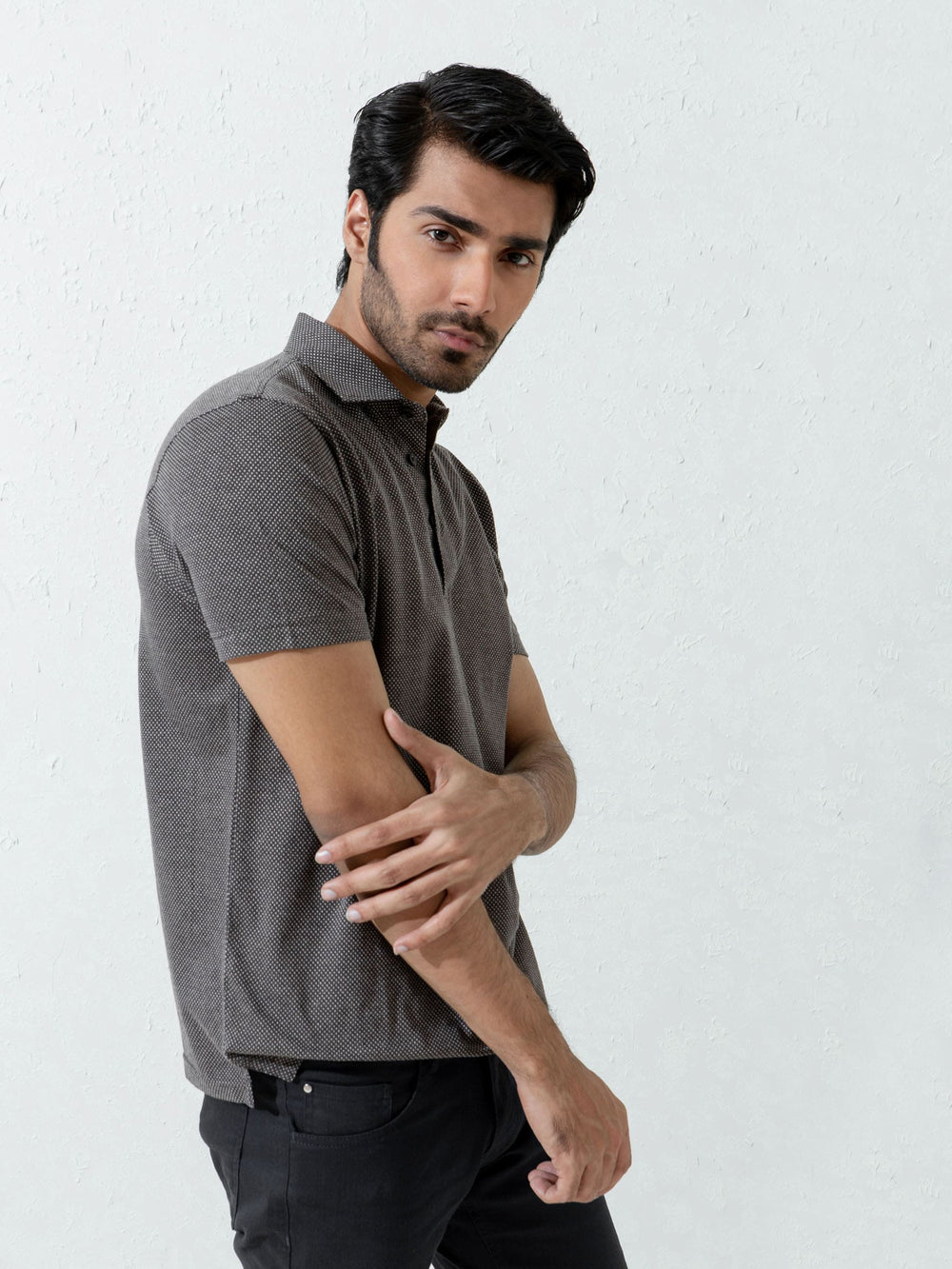 Brown Dobby Mercerized Polo Shirt