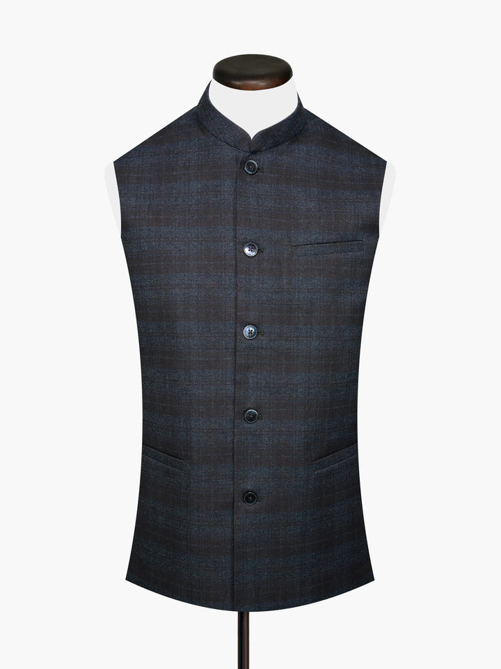 Brown & Grey Checkered Waistcoat Brumano Pakistan