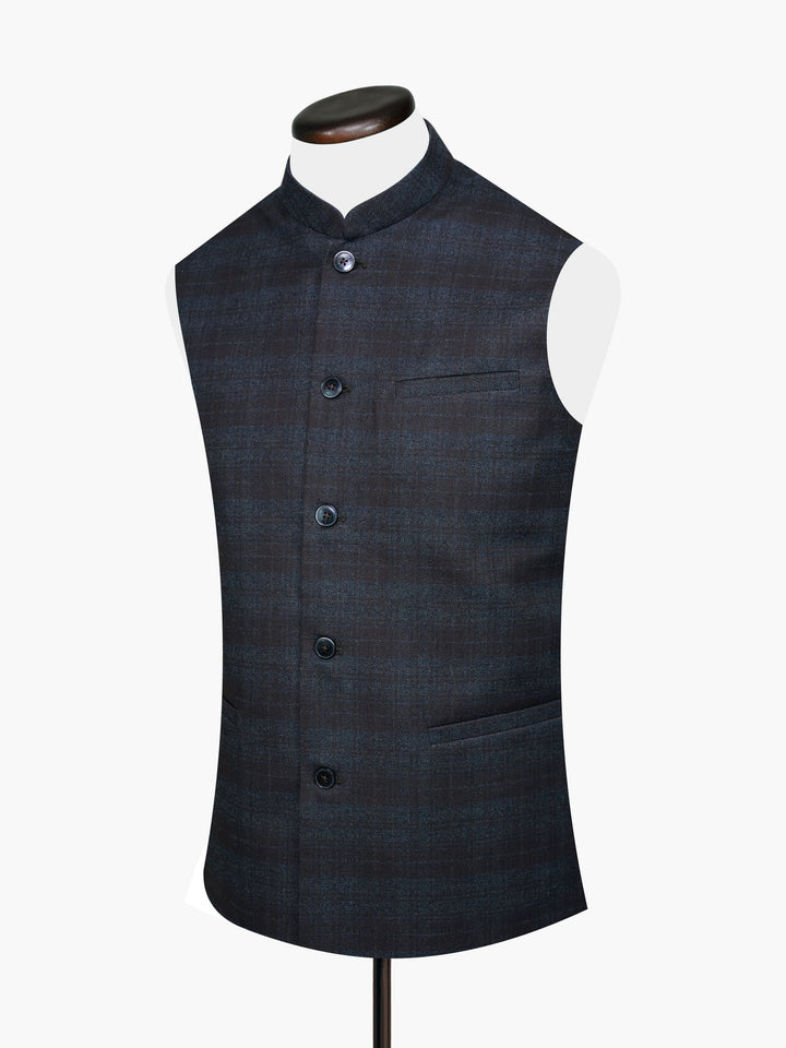 Brown & Grey Checkered Waistcoat Brumano Pakistan