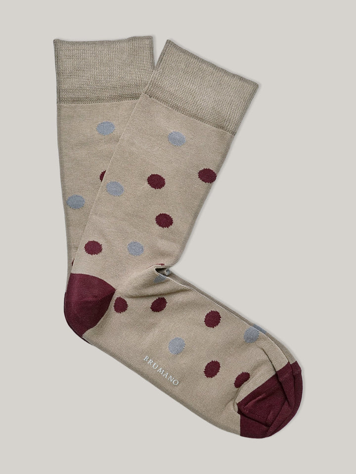 Brown & Maroon Polka Dot Cotton Socks Brumano Pakistan