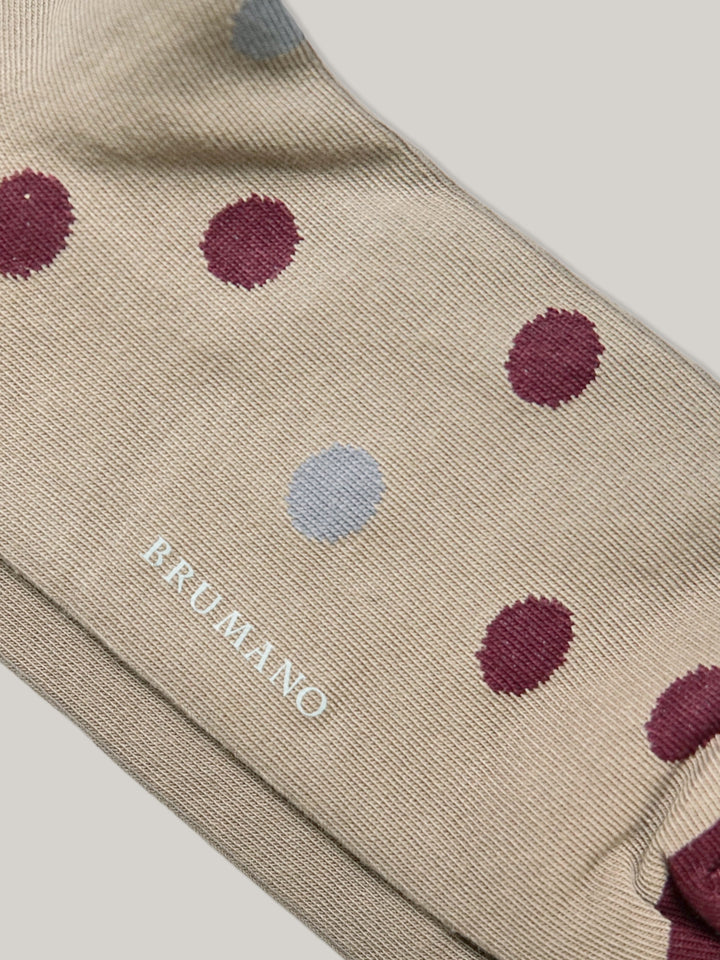 Brown & Maroon Polka Dot Cotton Socks Brumano Pakistan