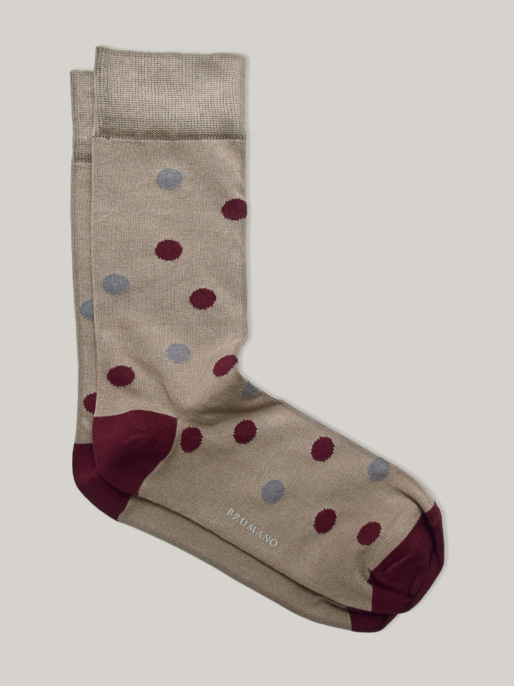Brown & Maroon Polka Dot Cotton Socks Brumano Pakistan