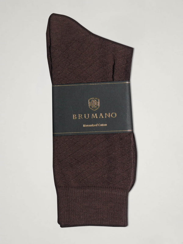 Brown Mercerized Patterned Socks