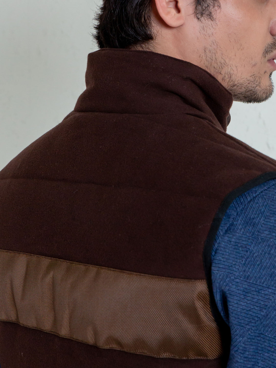 Brown Moleskin Sleeveless Jacket With Quilting - Limited Edition Brumano Pakistan