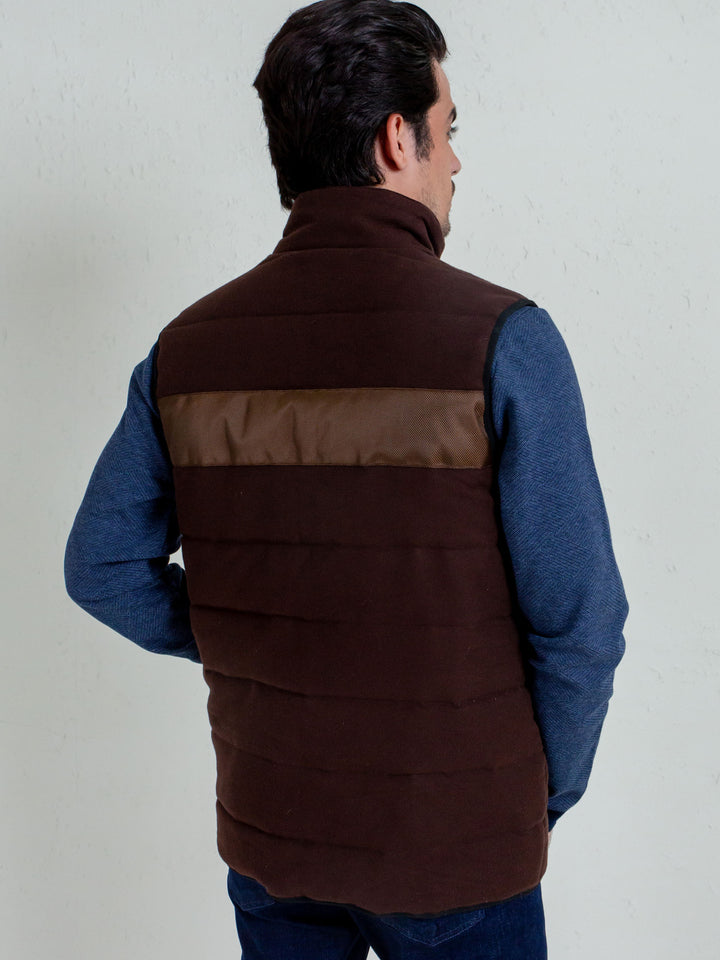 Brown Moleskin Sleeveless Jacket With Quilting - Limited Edition Brumano Pakistan