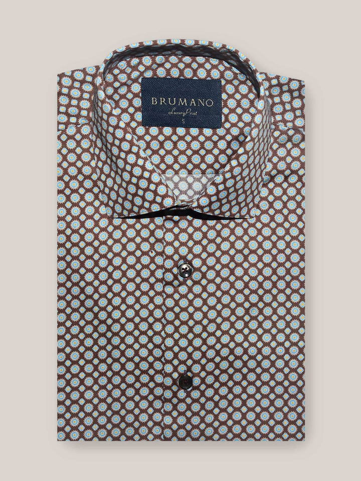 Brown Motif Printed Shirt Brumano Pakistan