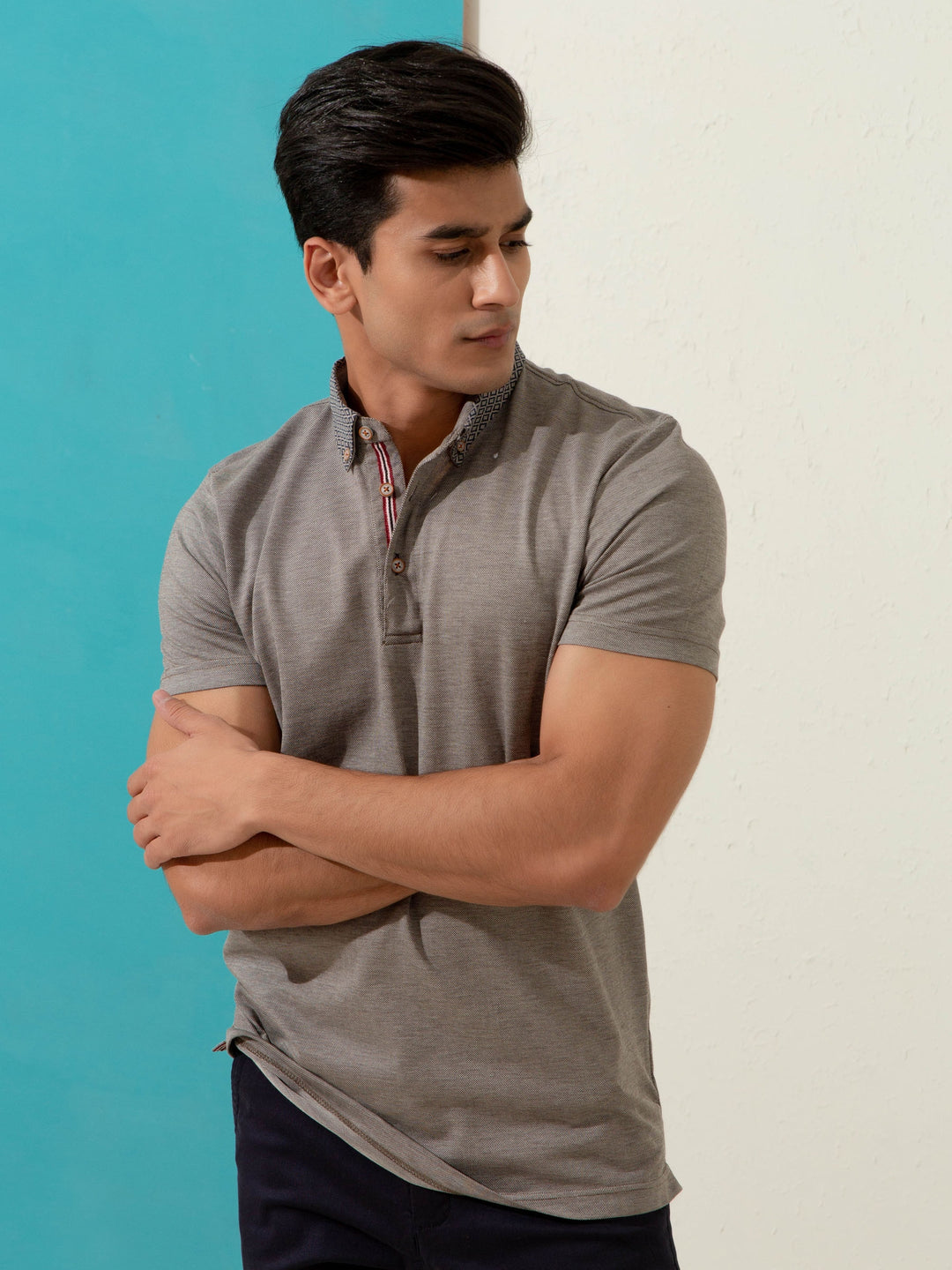 Brown Pique Silk Blended Mercerized Polo Brumano Pakistan