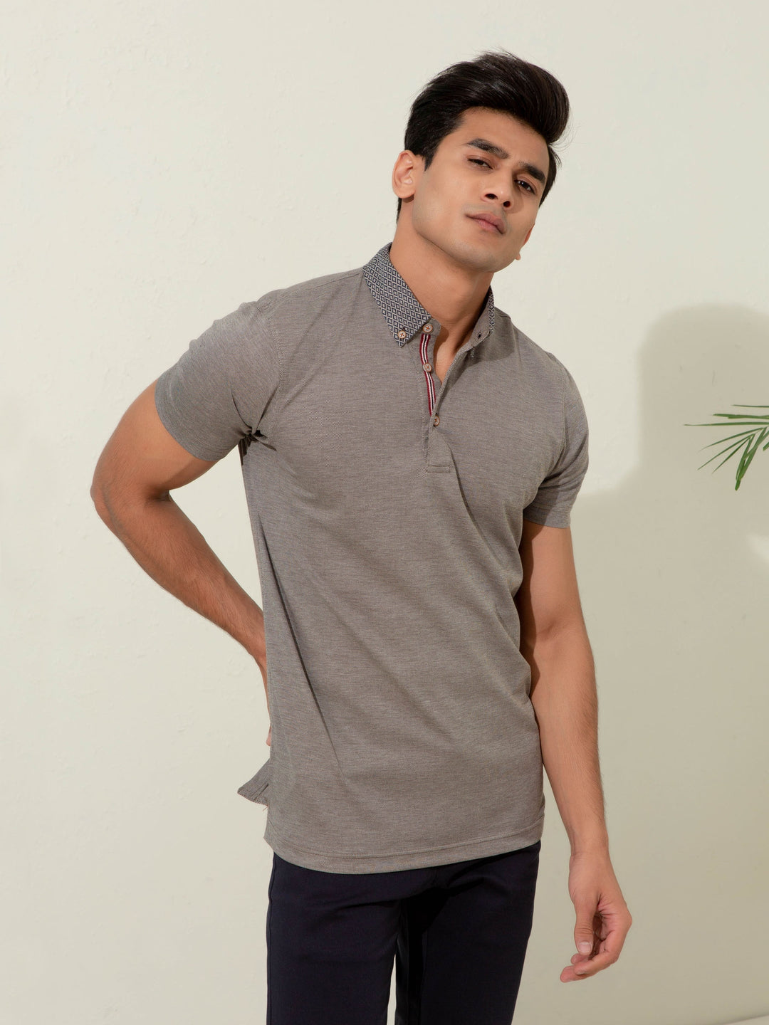 Brown Pique Silk Blended Mercerized Polo Brumano Pakistan