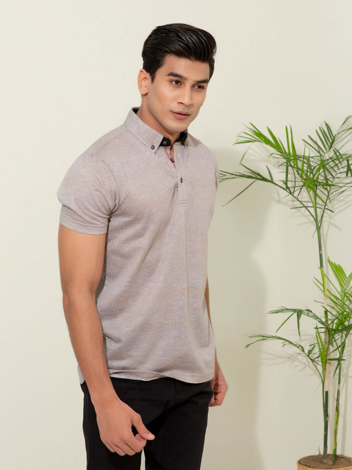 Brown Printed Mercerized Polo Brumano Pakistan