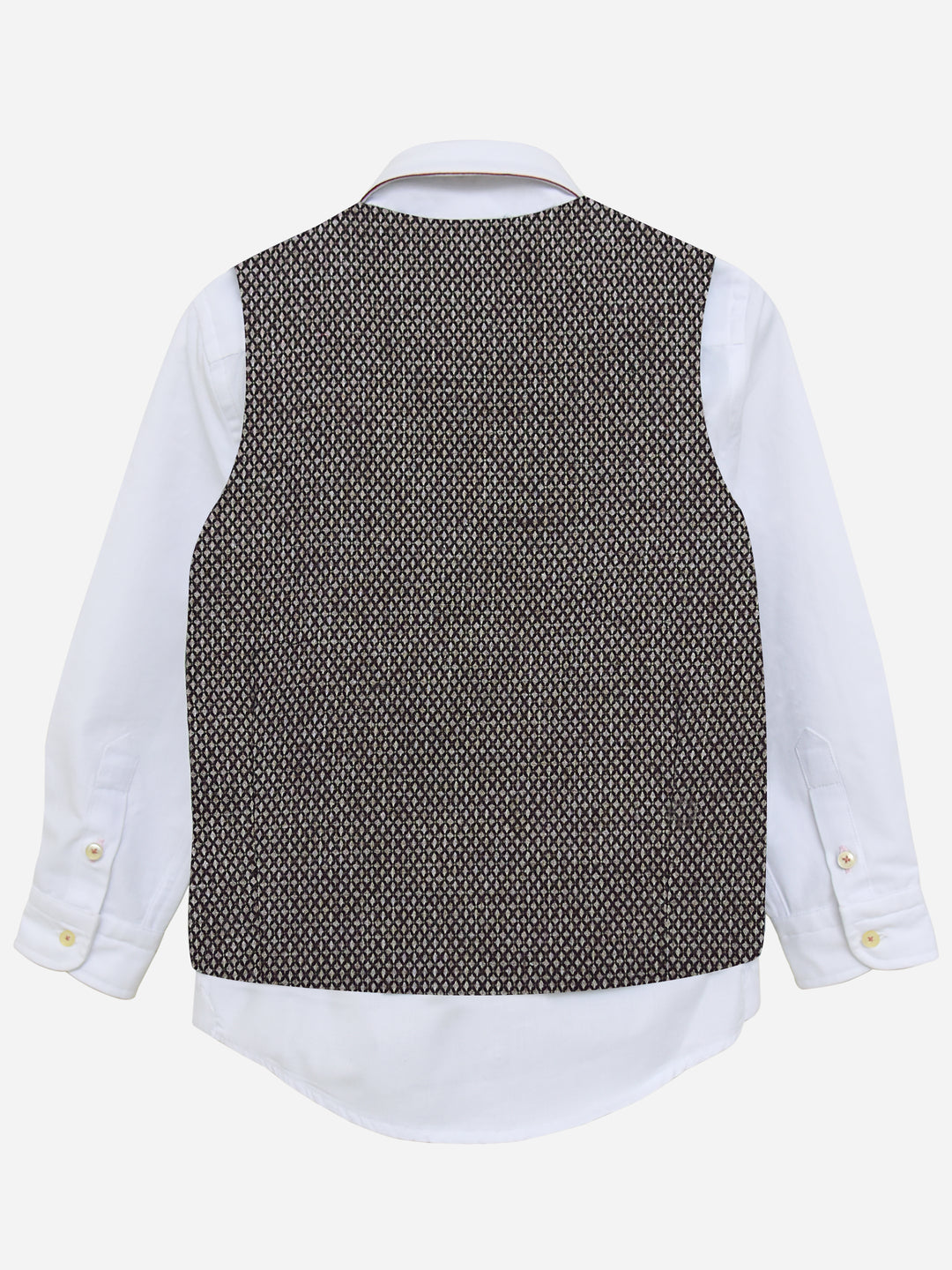 Brown Diamond Patterned Suit Vest With Bow Brumano Pakistan
