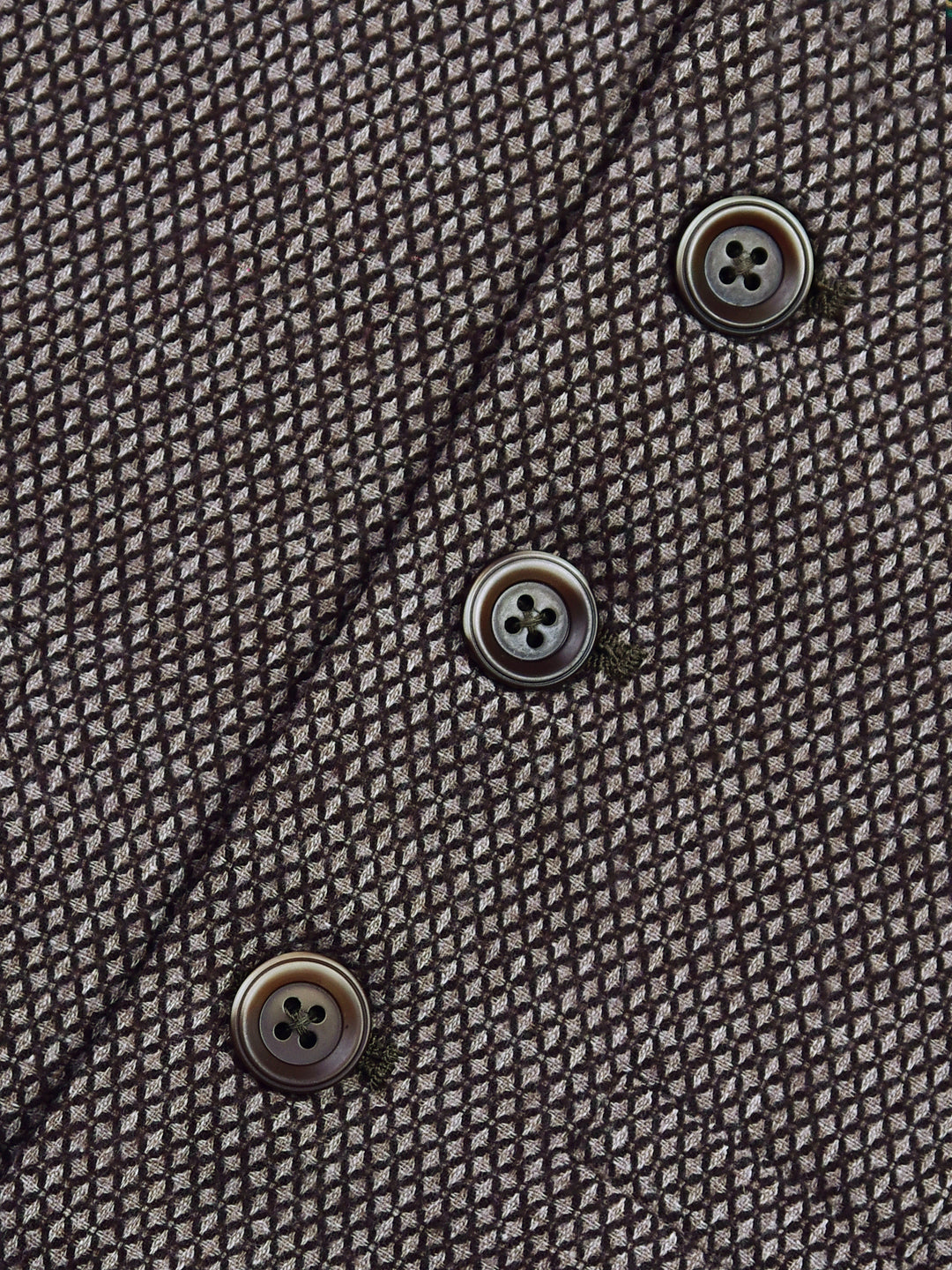 Brown Diamond Patterned Suit Vest With Bow Brumano Pakistan