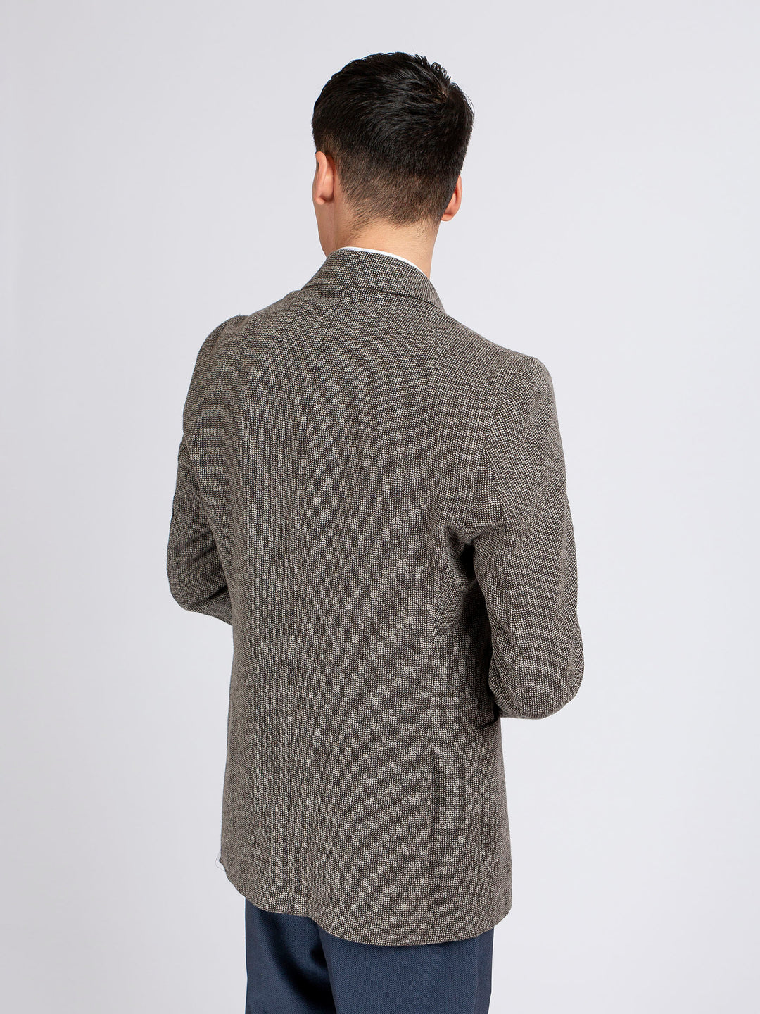 Brown Dobby Checkered Wool Cashmere Blazer - Sartoria Brumano Pakistan 