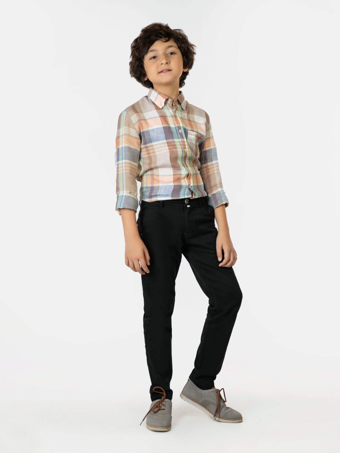 Brown Pastel Multi Color Linen Casual Shirt