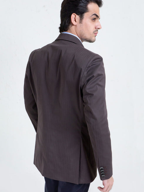 Brown Self Striped Blazer Brumano Pakistan