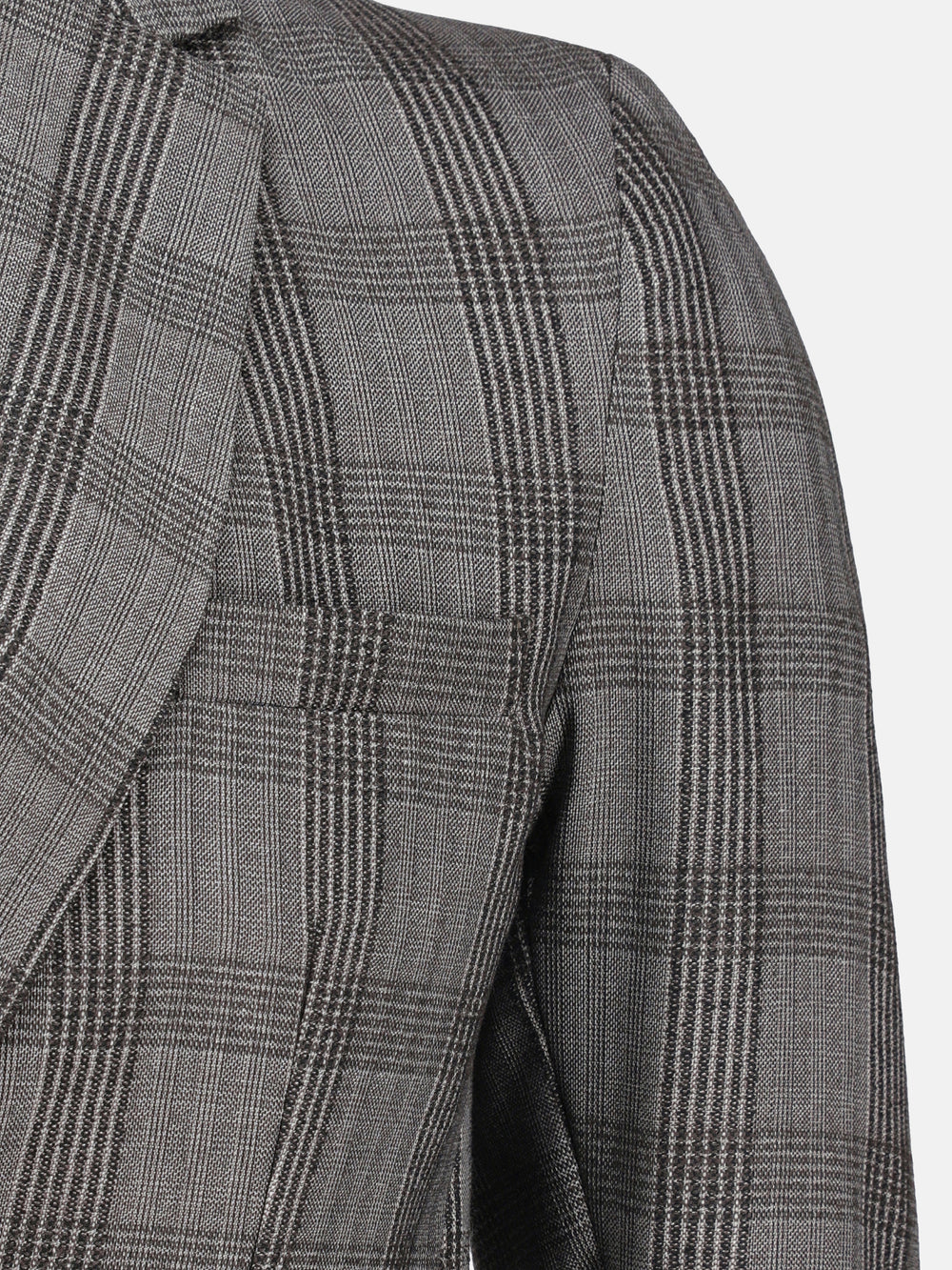 Brown Wool Checkered Blazer