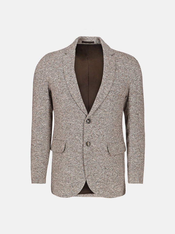Brown & White Dobby Wool Cashmere Blazer - Sartoria Brumano Pakistan