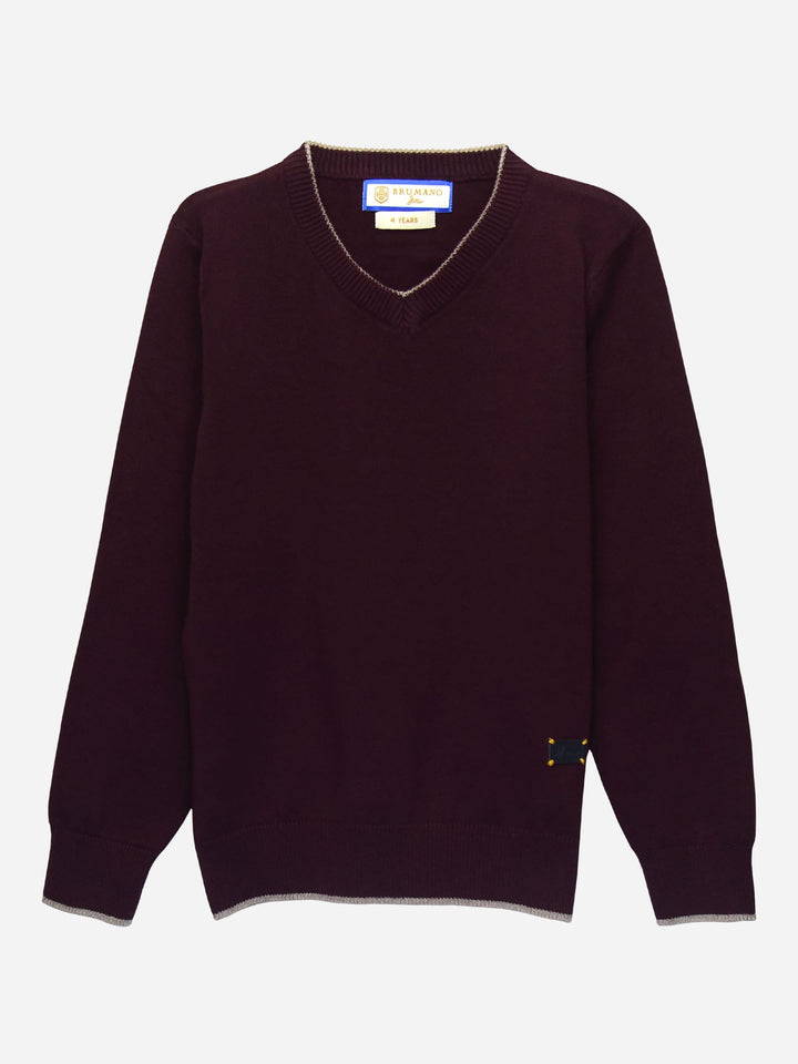 Burgundy Casual V-Neck Sweater Brumano Pakistan