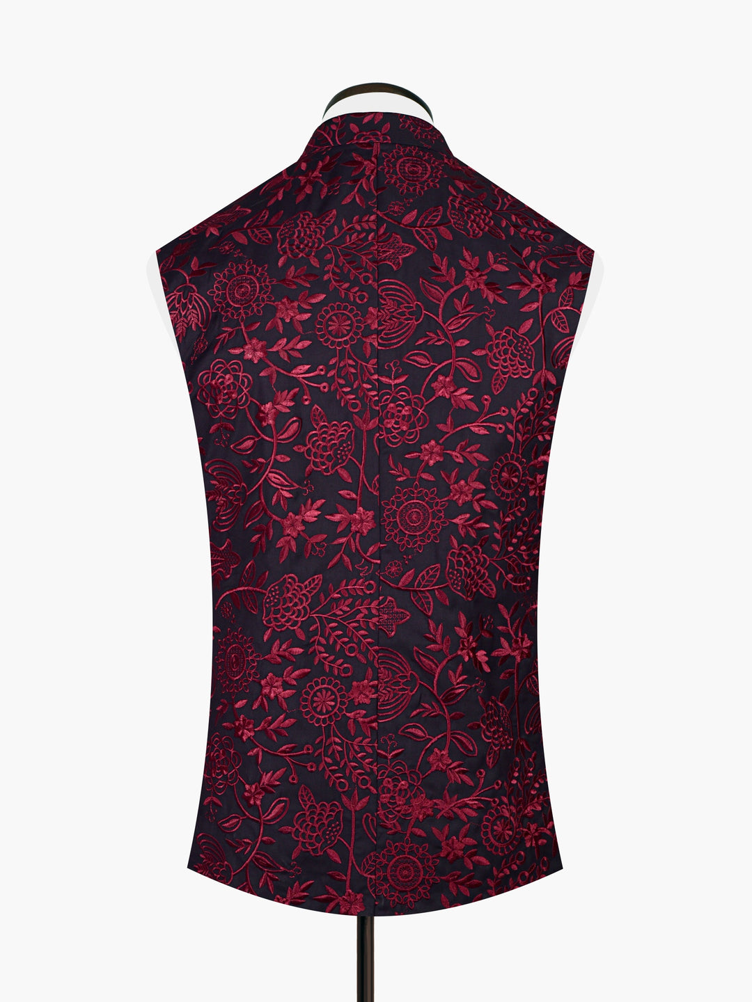 Black & Maroon Embroidered Sartoria Waistcoat Brumano Pakistan