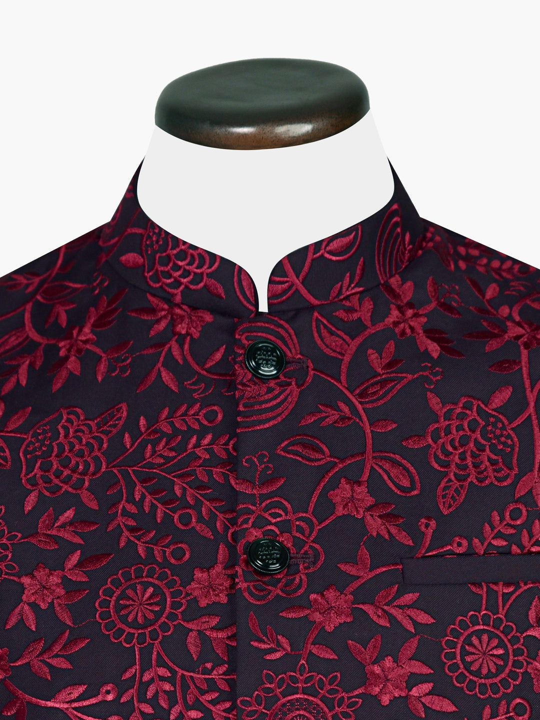 Black & Maroon Embroidered Sartoria Waistcoat Brumano Pakistan