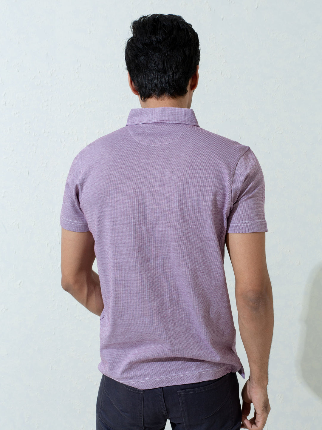 Burgundy & White Pinstriped Mercerized Polo Shirt Brumano Pakistan