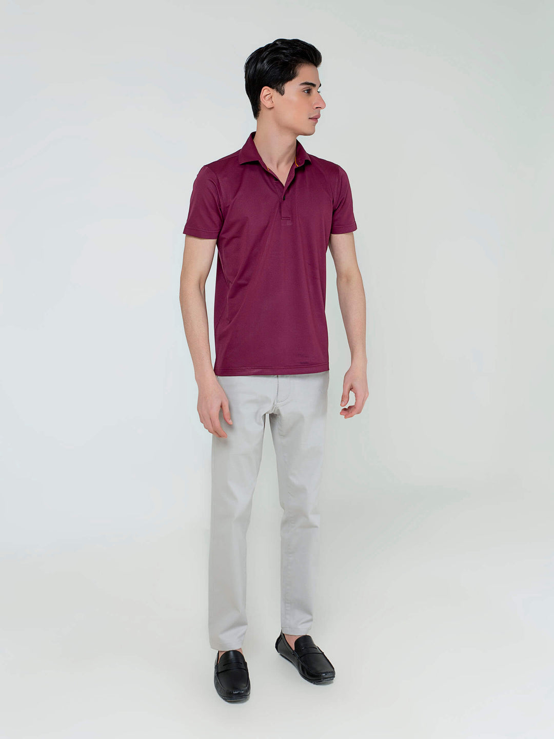 Burgundy Performance Polo With Cutaway Collar Brumano Pakistan