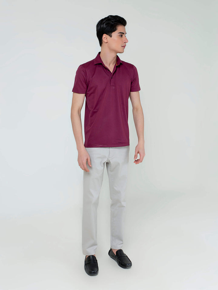 Burgundy Performance Polo With Cutaway Collar Brumano Pakistan