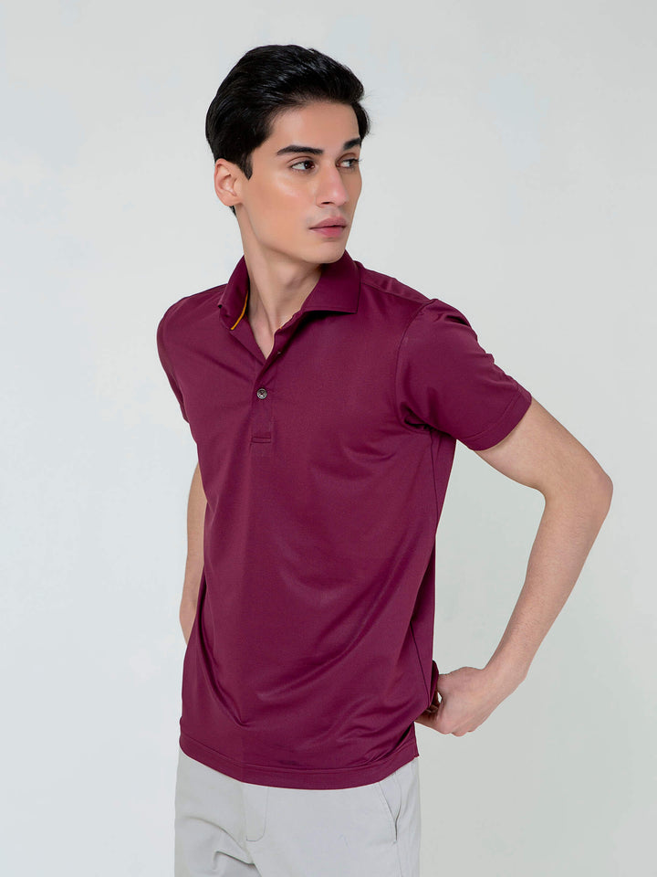 Burgundy Performance Polo With Cutaway Collar Brumano Pakistan
