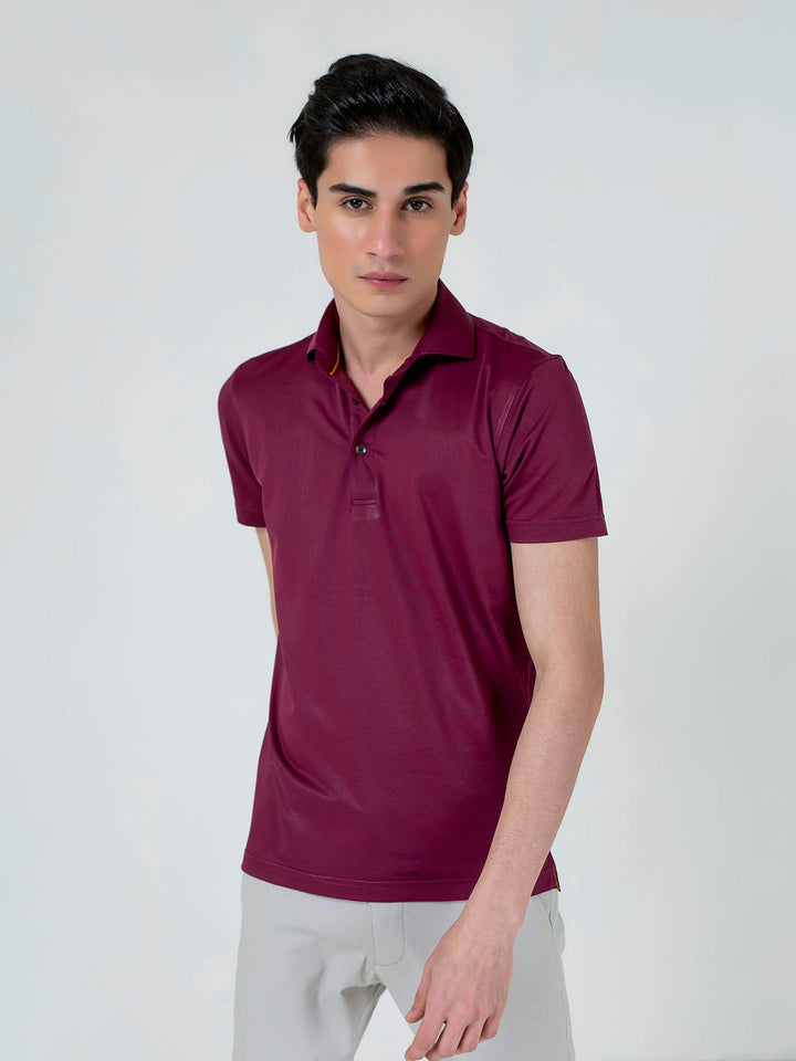 Burgundy Performance Polo With Cutaway Collar Brumano Pakistan