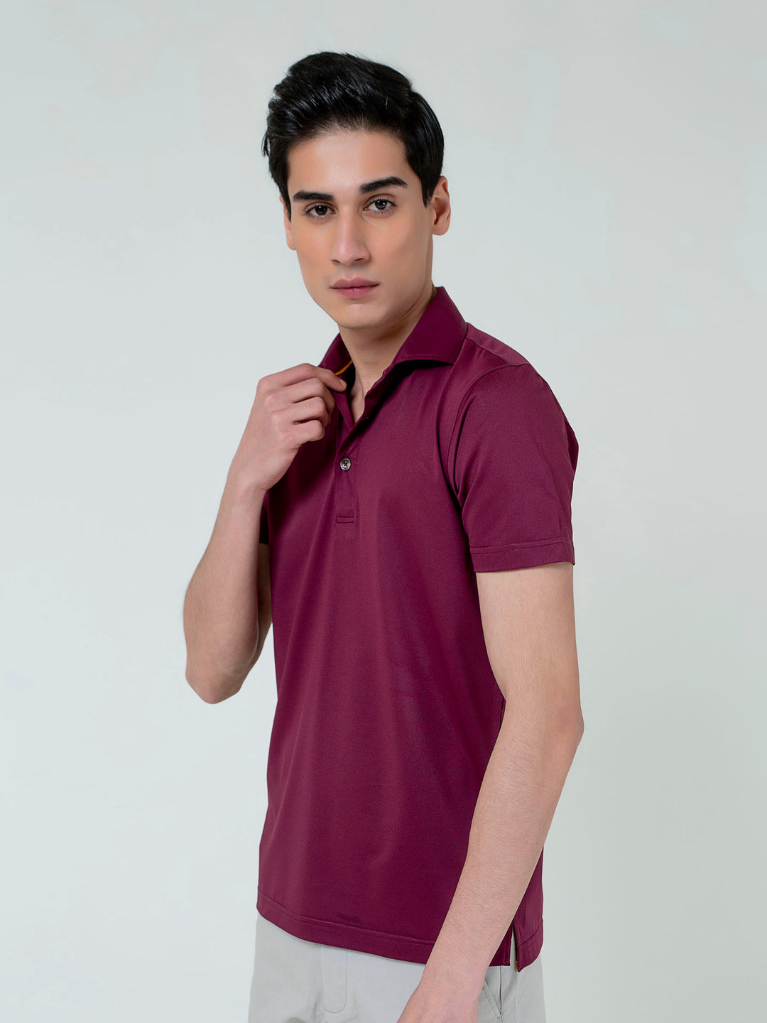 Burgundy Performance Polo With Cutaway Collar Brumano Pakistan