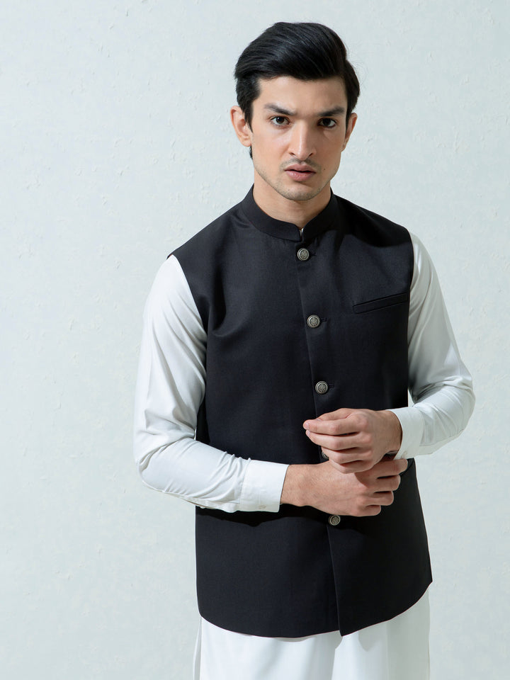 Charcoal Formal Twill Waistcoat Brumano Pakistan