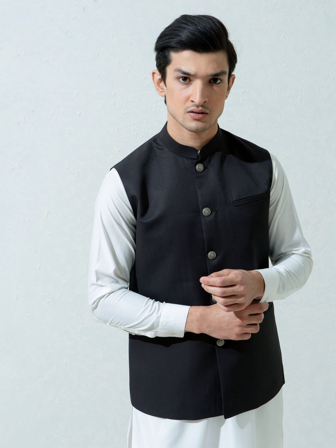 Charcoal formal twill waistcoat brumano pakistan