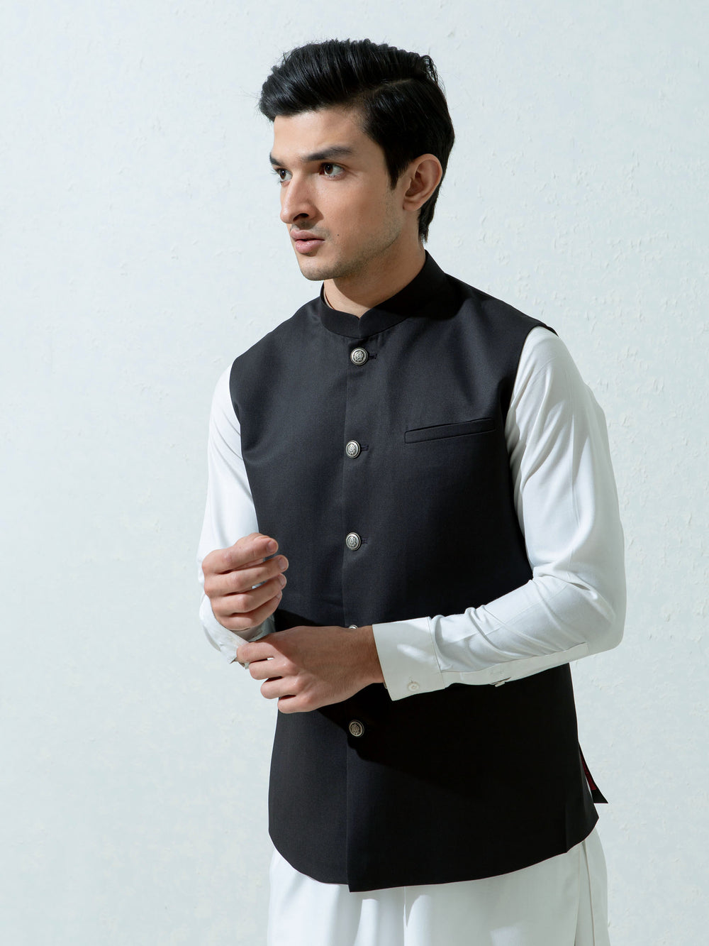 Charcoal formal twill waistcoat brumano pakistan