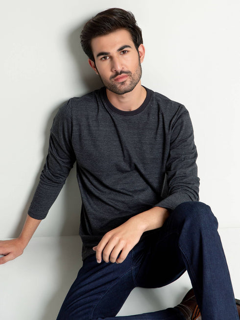 Charcoal Neppy Long Sleeve T-shirt Brumano Pakistan