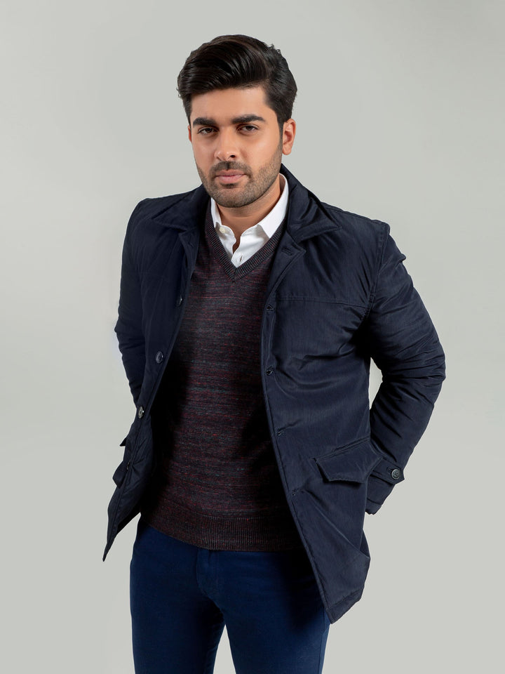 Charcoal Patterned Sleeveless V-Neck Sweater Brumano Pakistan