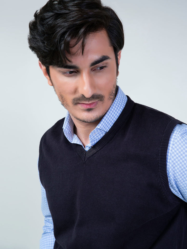 Charcoal Sleeveless V-Neck Sweater Brumano Pakistan