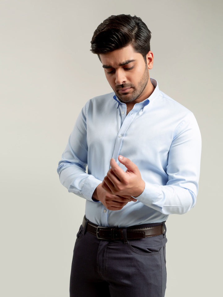 Classic Blue Twill Button Down Shirt Brumano Pakistan