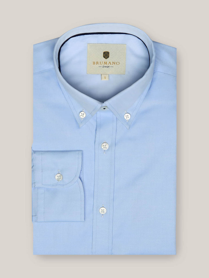Classic Blue Twill Button Down Shirt Brumano Pakistan
