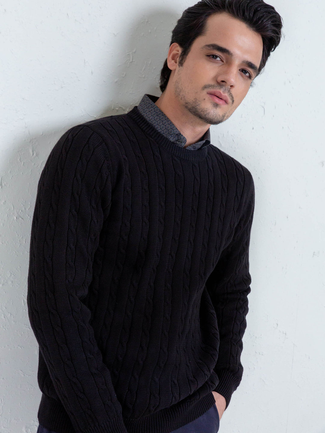 Classic Cable Knit Crew Neck Sweater Brumano Pakistan
