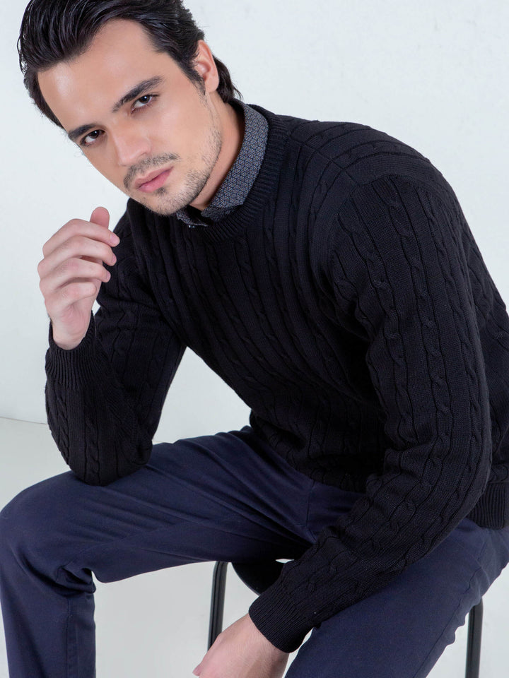 Classic Cable Knit Crew Neck Sweater Brumano Pakistan