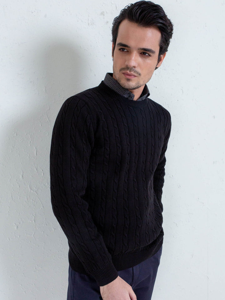 Classic Cable Knit Crew Neck Sweater Brumano Pakistan