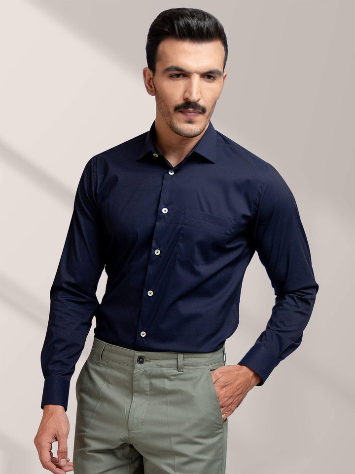Classic Navy Blue Satin Shirt Brumano Pakistan
