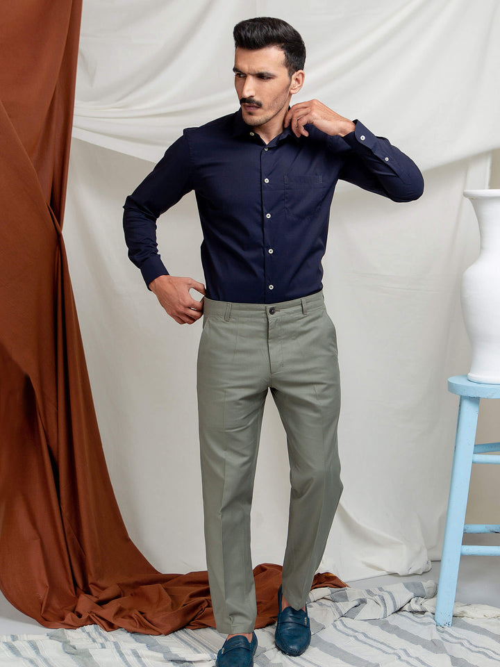 Classic Navy Blue Satin Shirt Brumano Pakistan