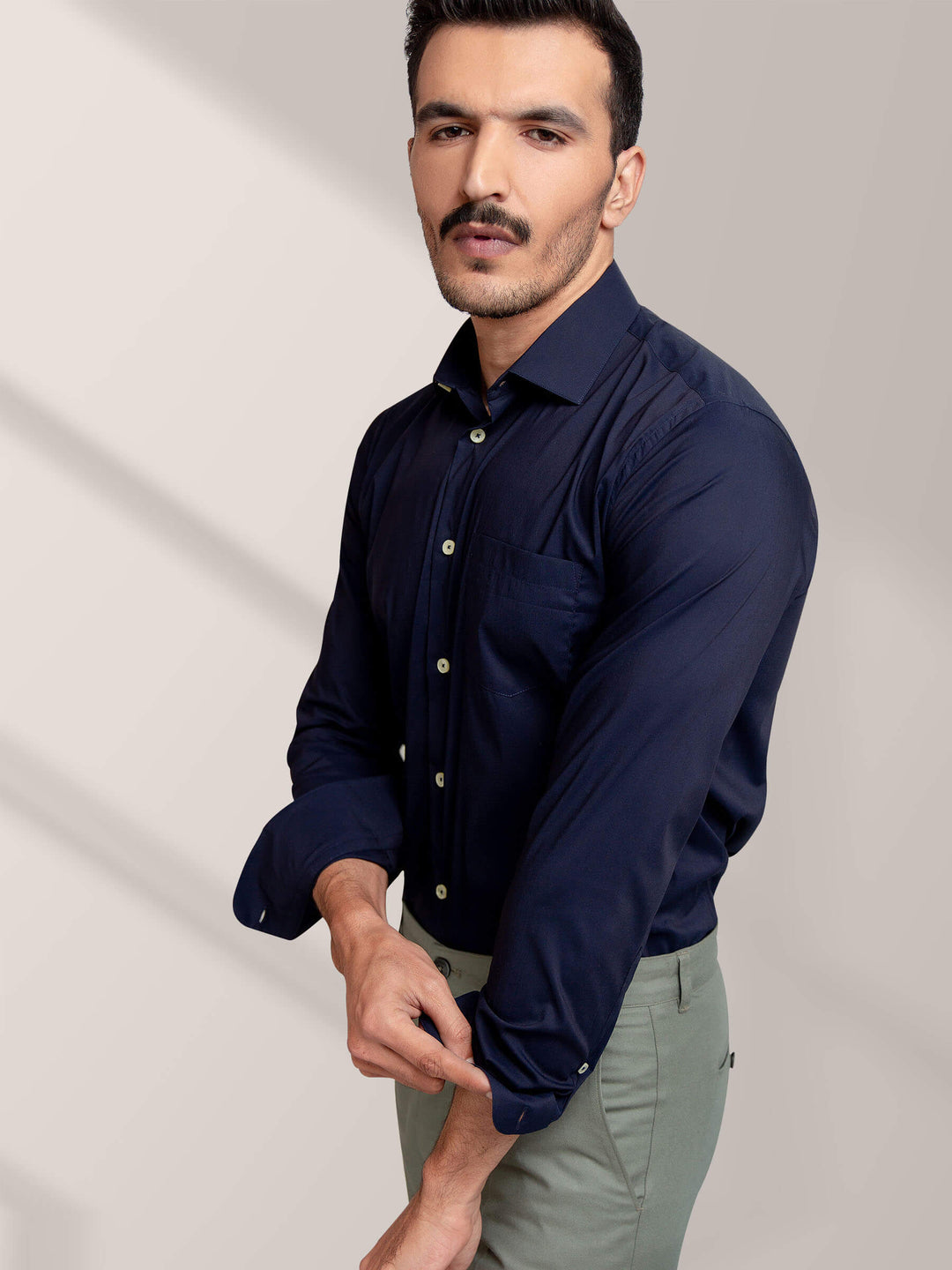 Classic Navy Blue Satin Shirt Brumano Pakistan
