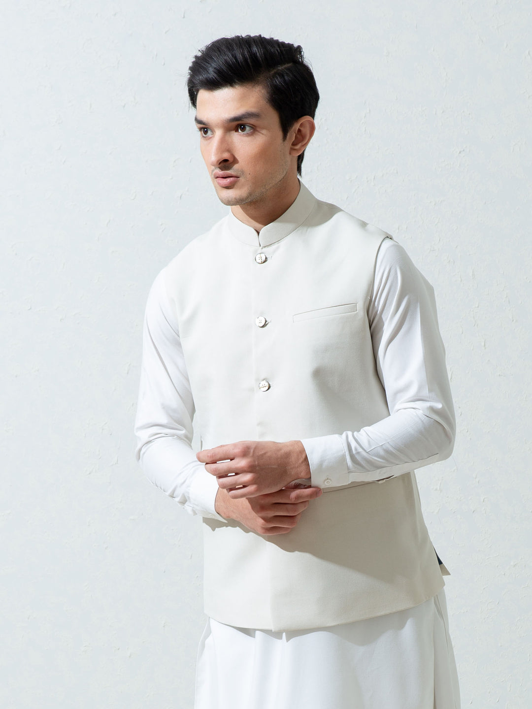 Cream Formal Twill Waistcoat Brumano Pakistan